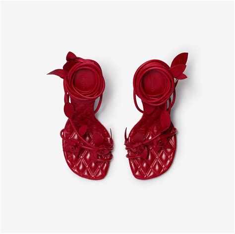 Leather Ivy Flora Heeled Sandals in Scarlet 